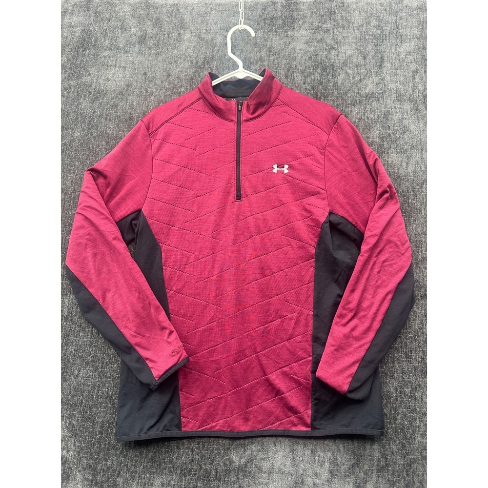 Under Armour Coldgear Reactor Hybrid Loose Shirt Mens Medium Maroon‎ Black Golf